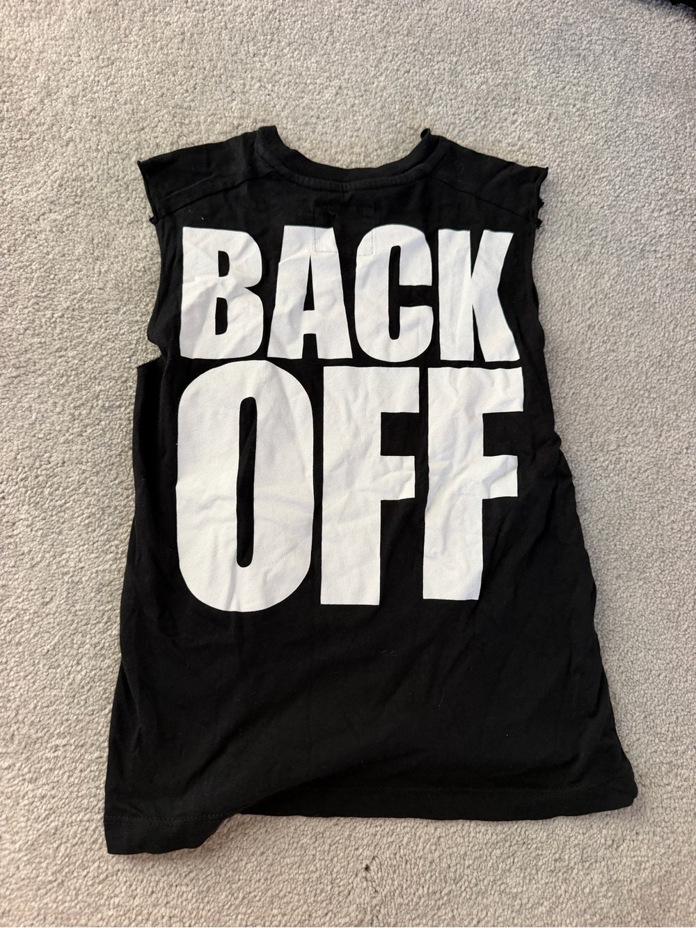 nununu Black Tank Top with White "BACK OFF" Graphic